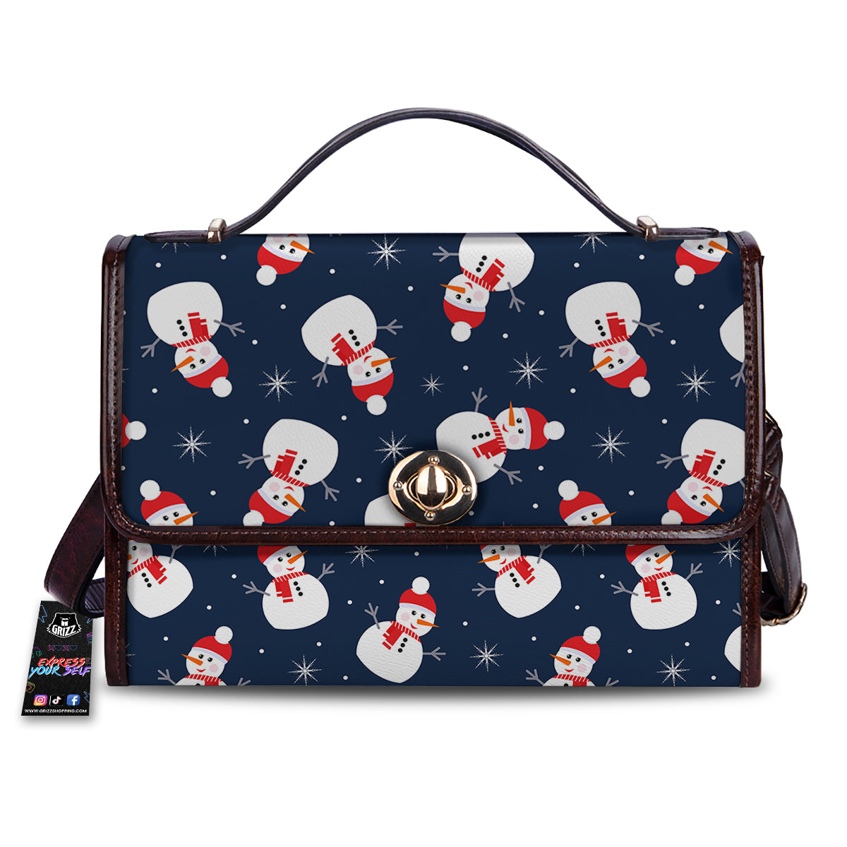 Snowman Print Pattern Women's Satchel Bag