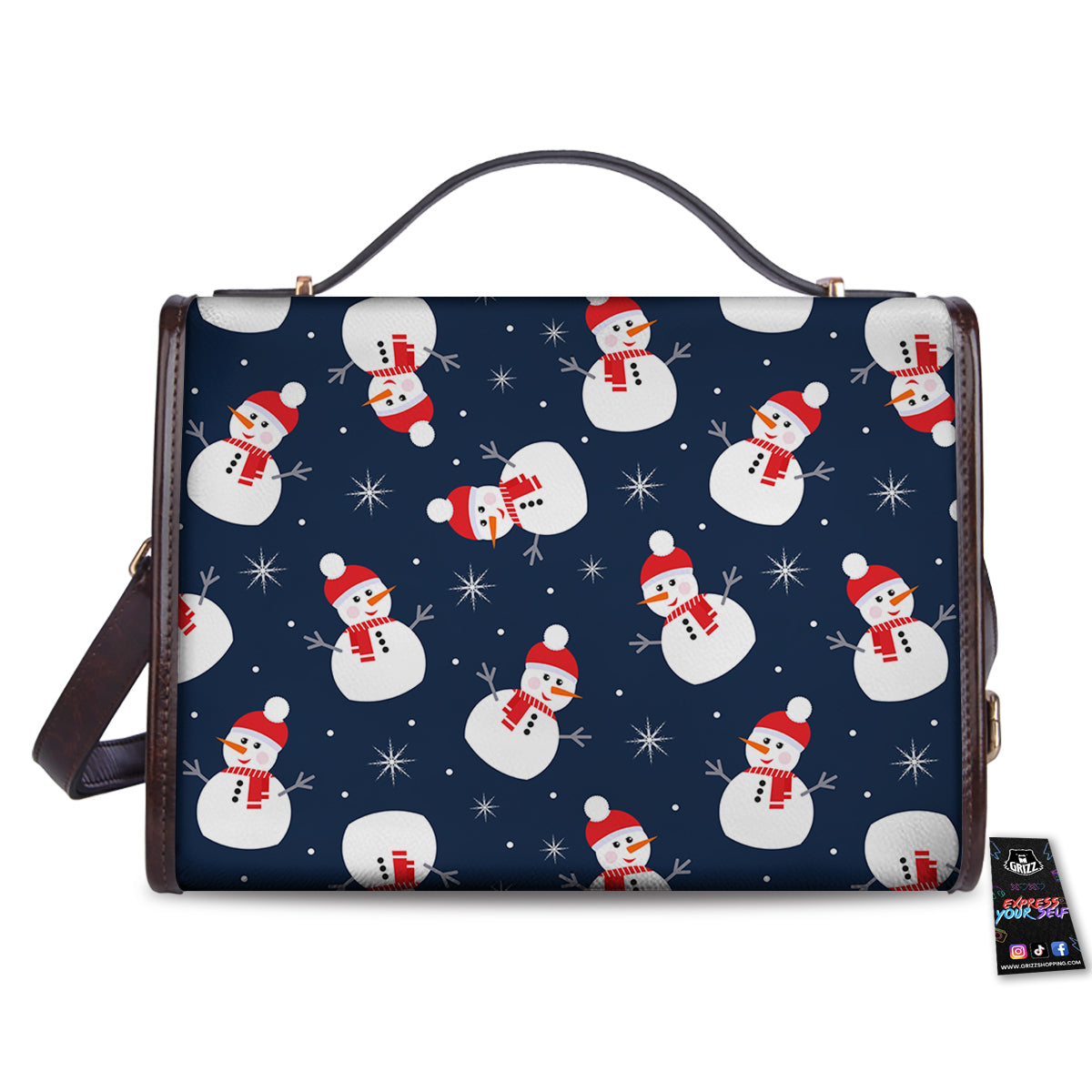 Snowman Print Pattern Women's Satchel Bag