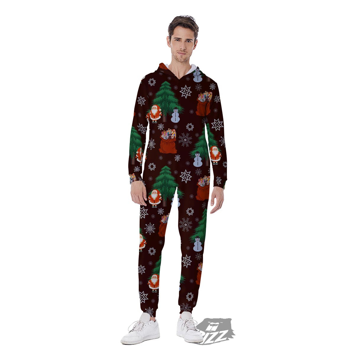 Snowman Santa Print Pattern Men's Jumpsuit-grizzshop