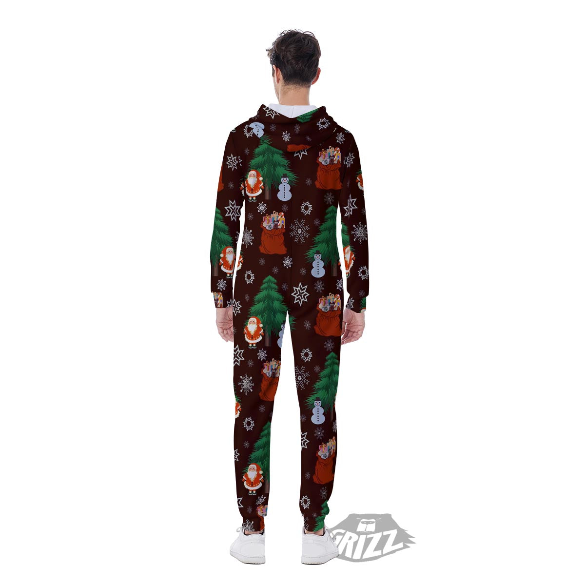 Snowman Santa Print Pattern Men's Jumpsuit-grizzshop