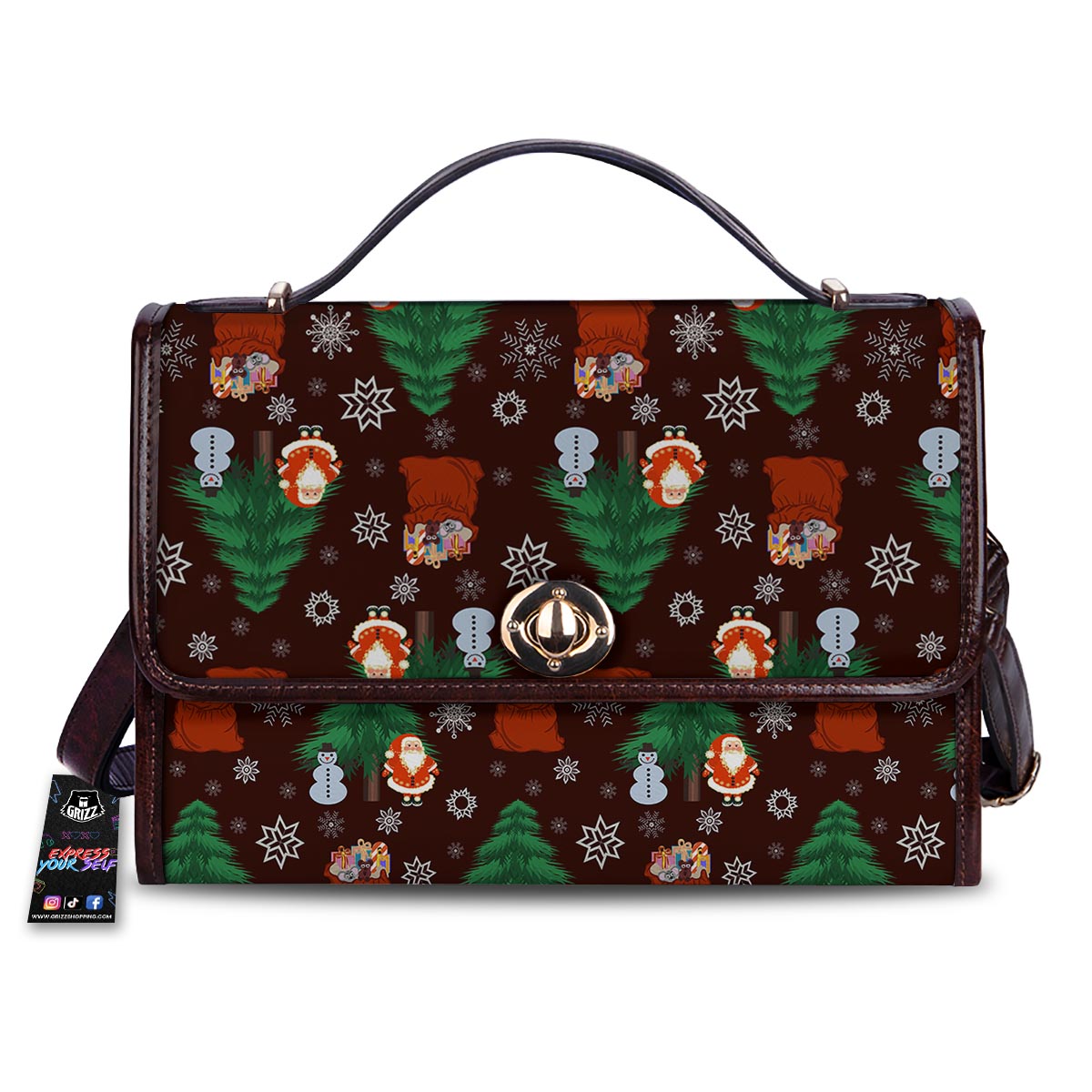 Snowman Santa Print Pattern Women's Satchel Bag