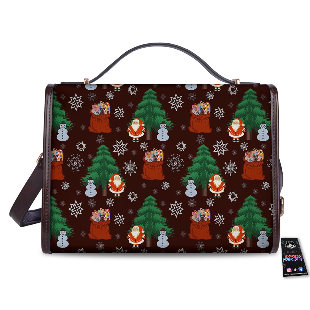 Snowman Santa Print Pattern Women's Satchel Bag