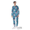 Snowman Teal Print Pattern Men's Jumpsuit-grizzshop