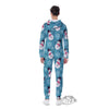 Snowman Teal Print Pattern Men's Jumpsuit-grizzshop