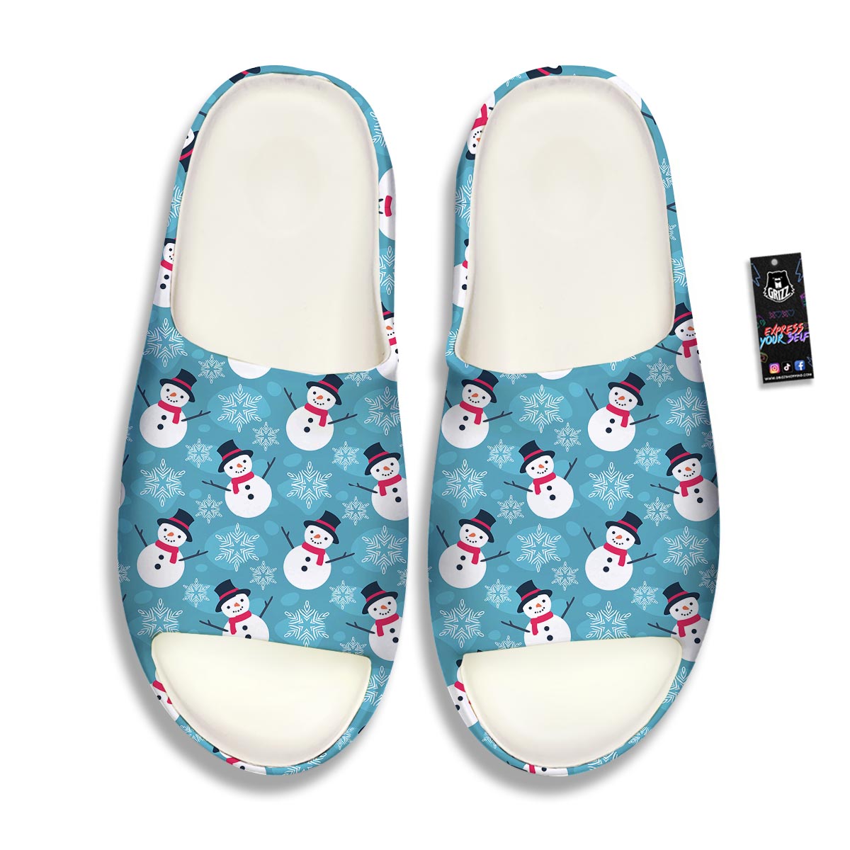 Snowman Teal Print Pattern Sandals-grizzshop