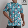 Snowman Teal Print Pattern Untucked Shirts-grizzshop