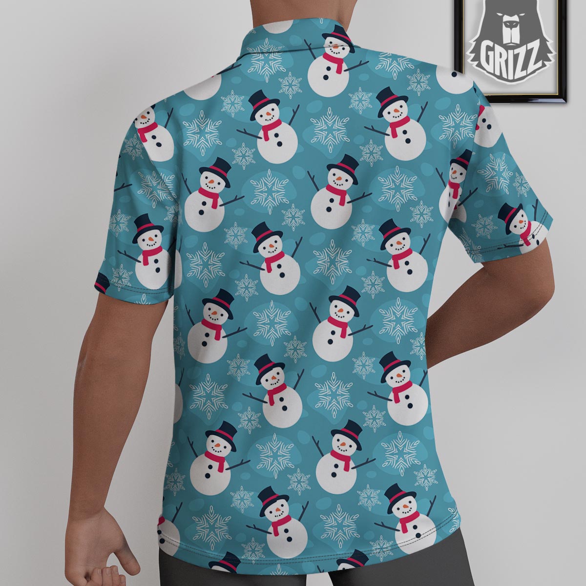 Snowman Teal Print Pattern Untucked Shirts-grizzshop