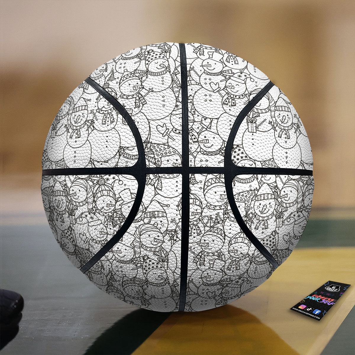Snowman White And Black Print Pattern Basketball