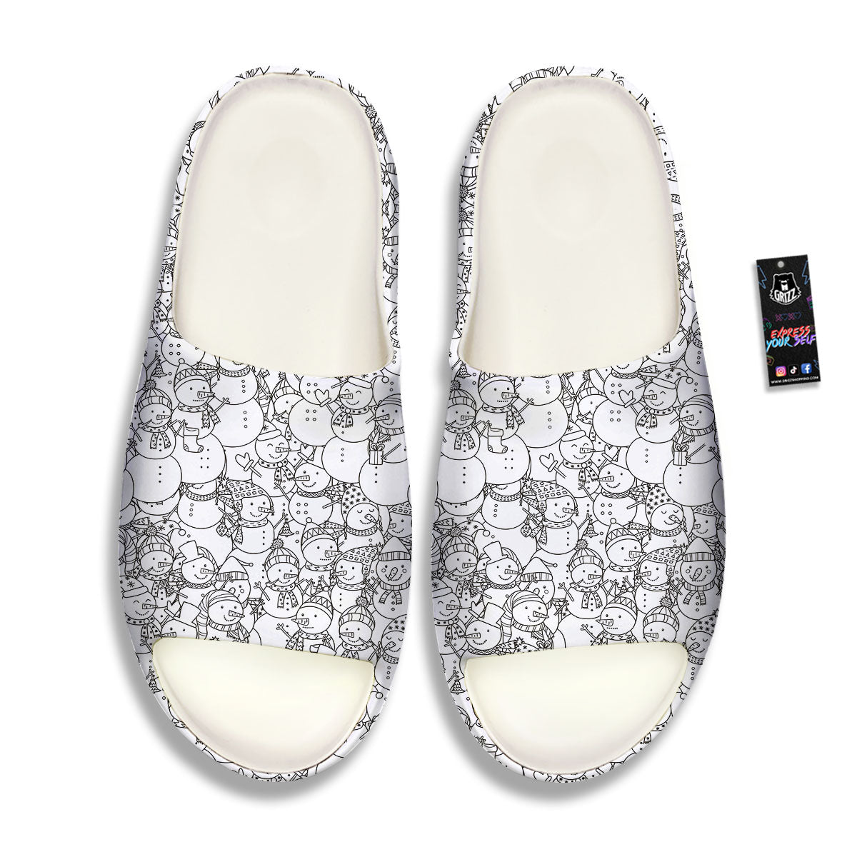 Snowman White And Black Print Pattern Sandals-grizzshop