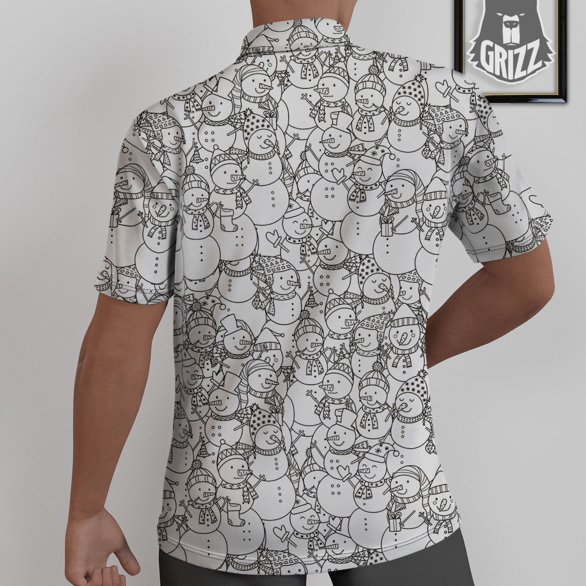 Snowman White And Black Print Pattern Untucked Shirts-grizzshop