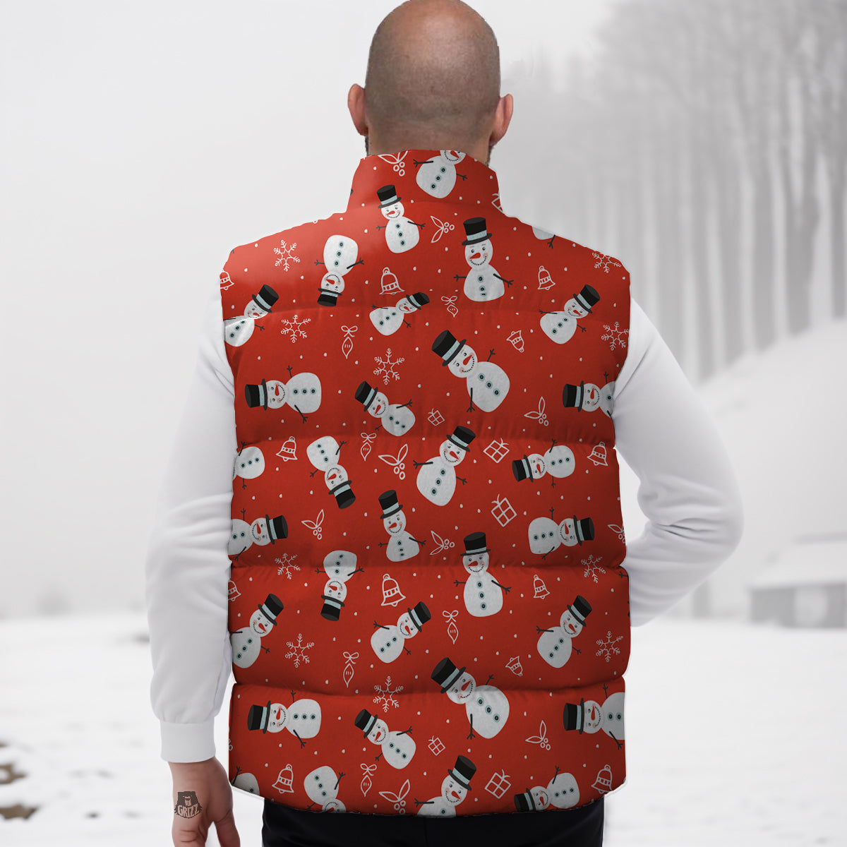 Snowman Xmas Print Pattern Down Vest