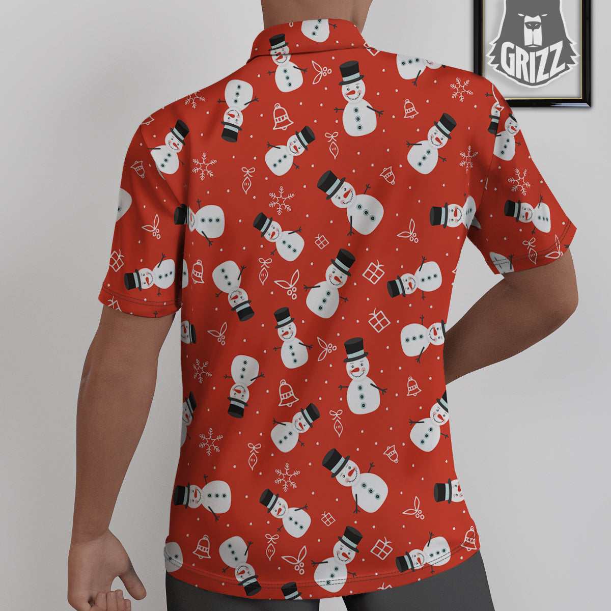 Snowman Xmas Print Pattern Untucked Shirts-grizzshop