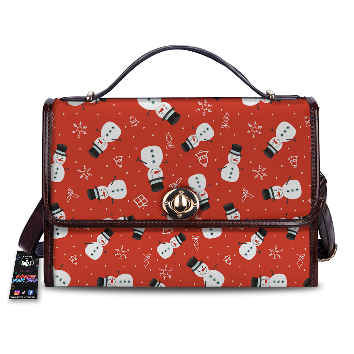 Snowman Xmas Print Pattern Women's Satchel Bag