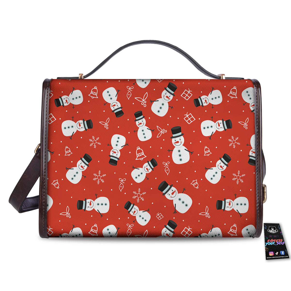 Snowman Xmas Print Pattern Women's Satchel Bag