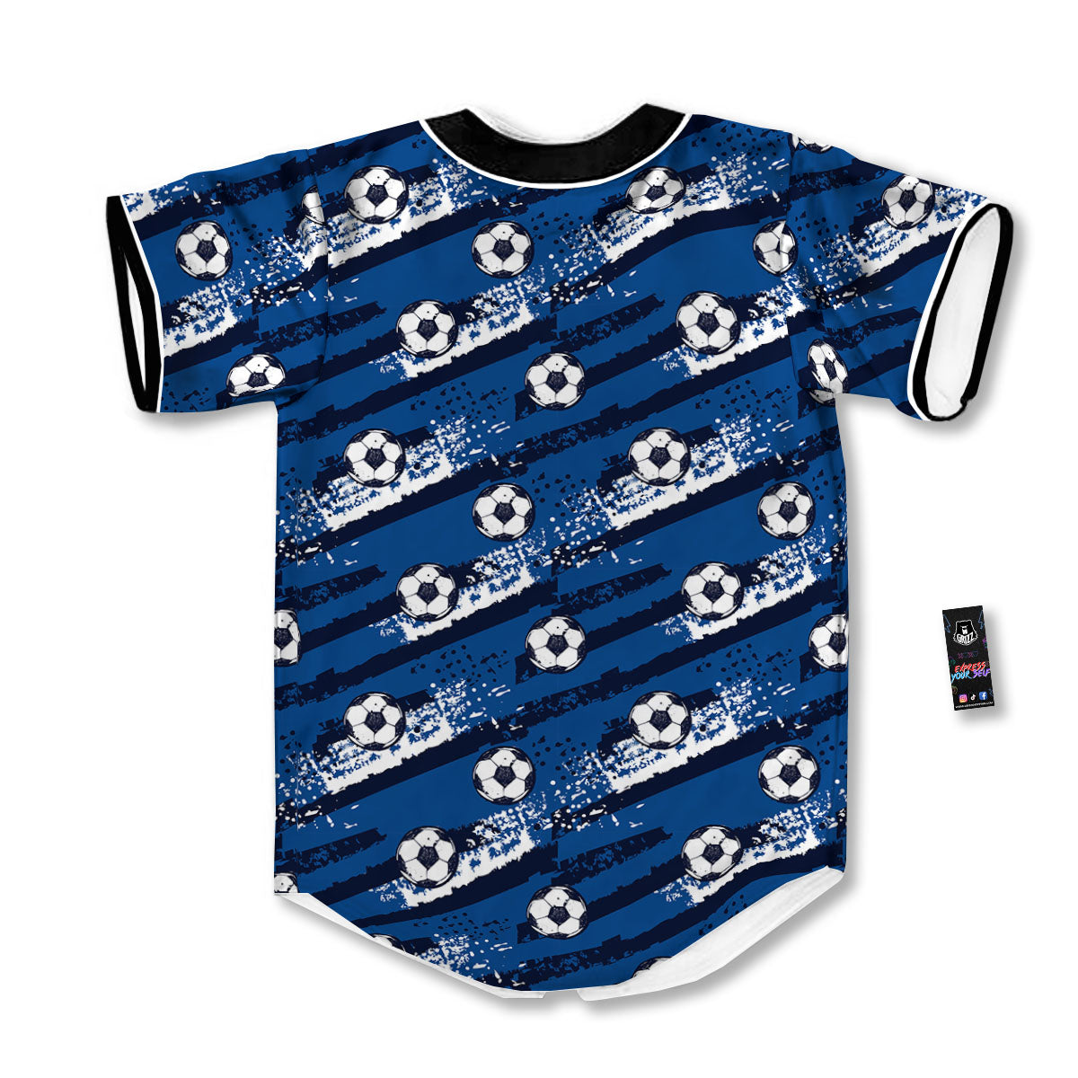 Soccer Ball Blue Print Pattern Baseball Jersey-grizzshop