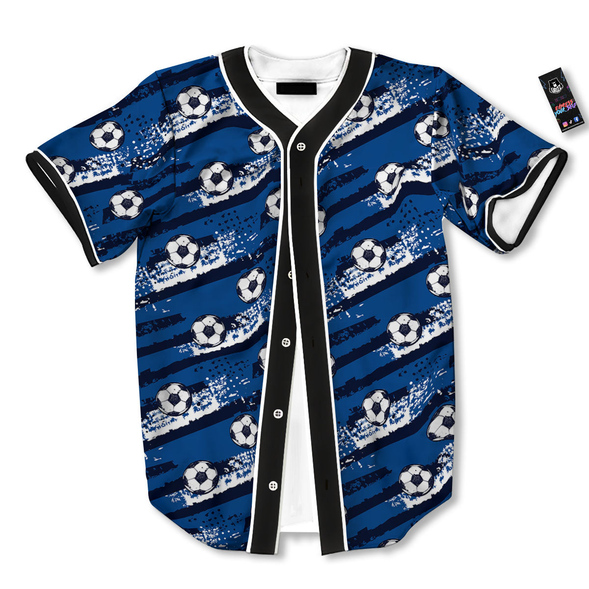 Soccer Ball Blue Print Pattern Baseball Jersey-grizzshop