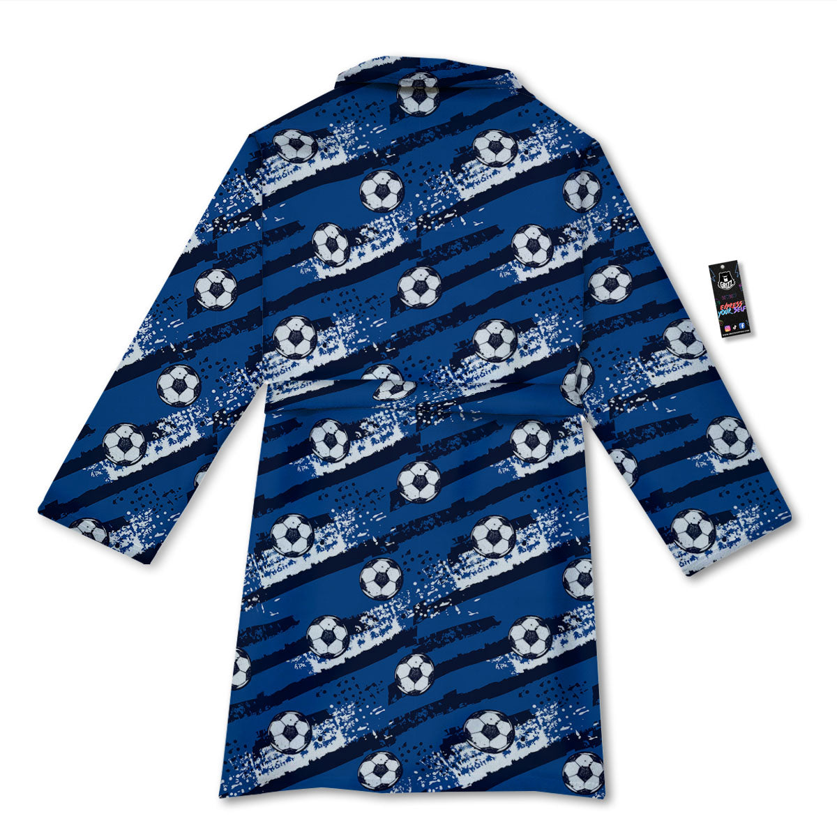 Soccer Ball Blue Print Pattern Bathrobe-grizzshop