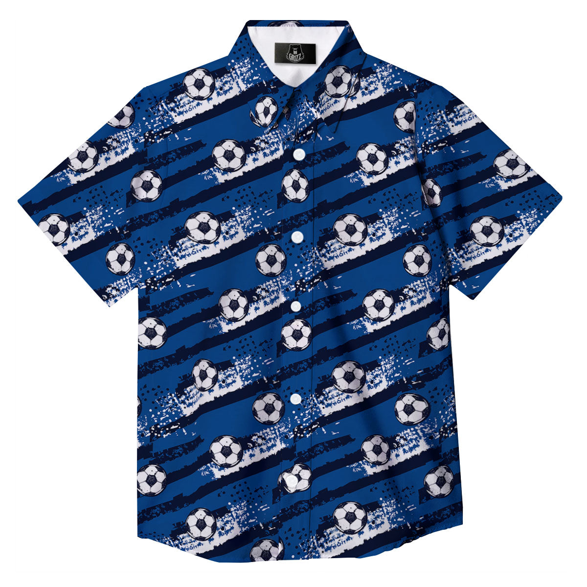 Soccer Ball Blue Print Pattern Button Up Shirt-grizzshop
