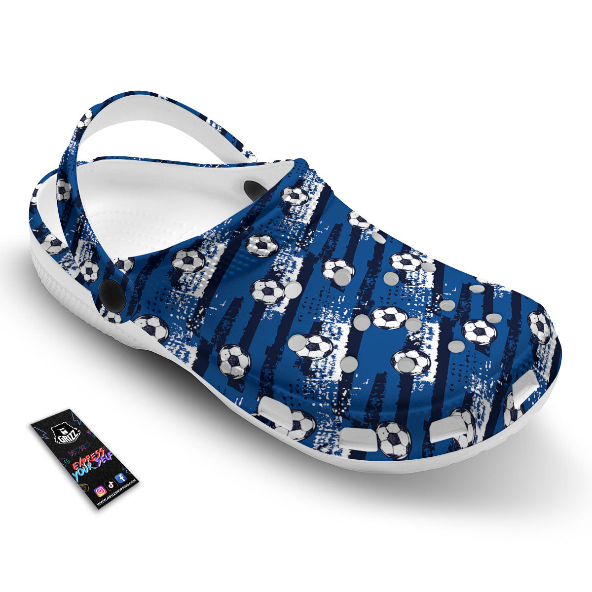 Soccer Ball Blue Print Pattern Clog-grizzshop