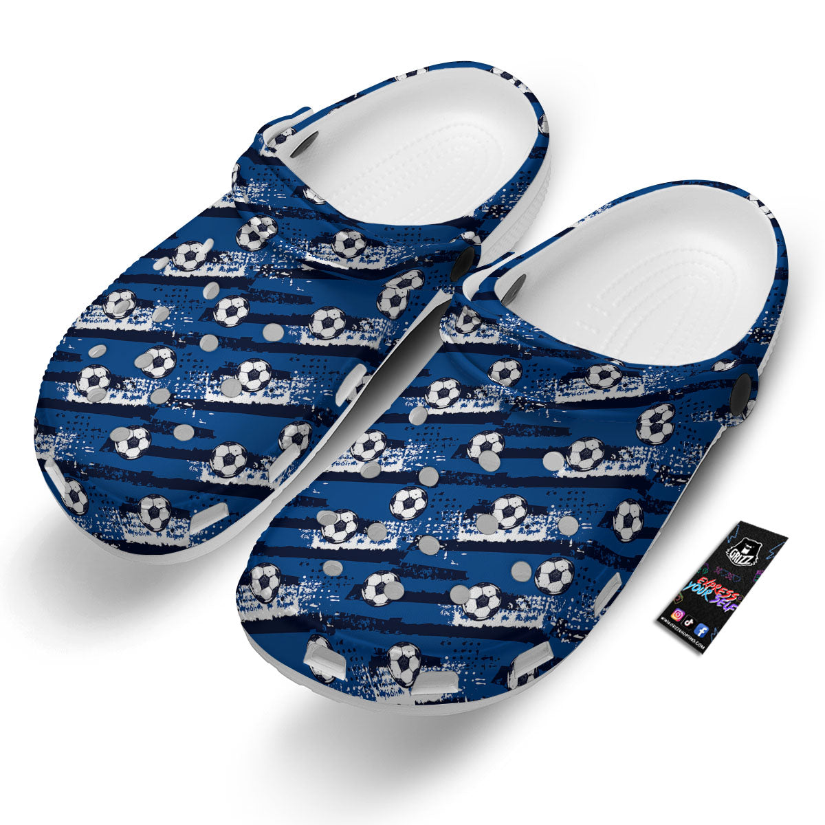 Soccer Ball Blue Print Pattern Clog-grizzshop