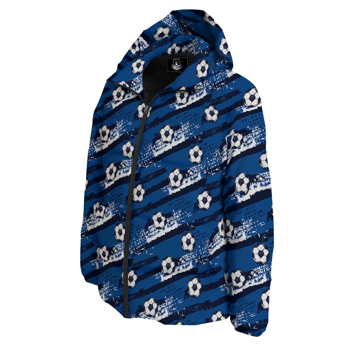 Soccer Ball Blue Print Pattern Down Jacket-grizzshop