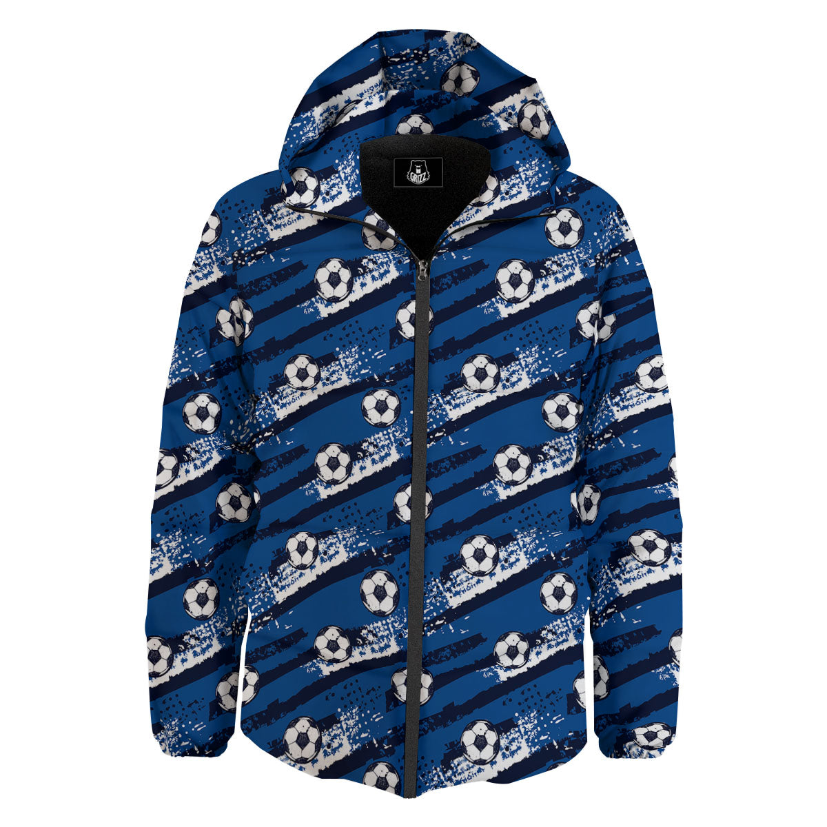 Soccer Ball Blue Print Pattern Down Jacket-grizzshop