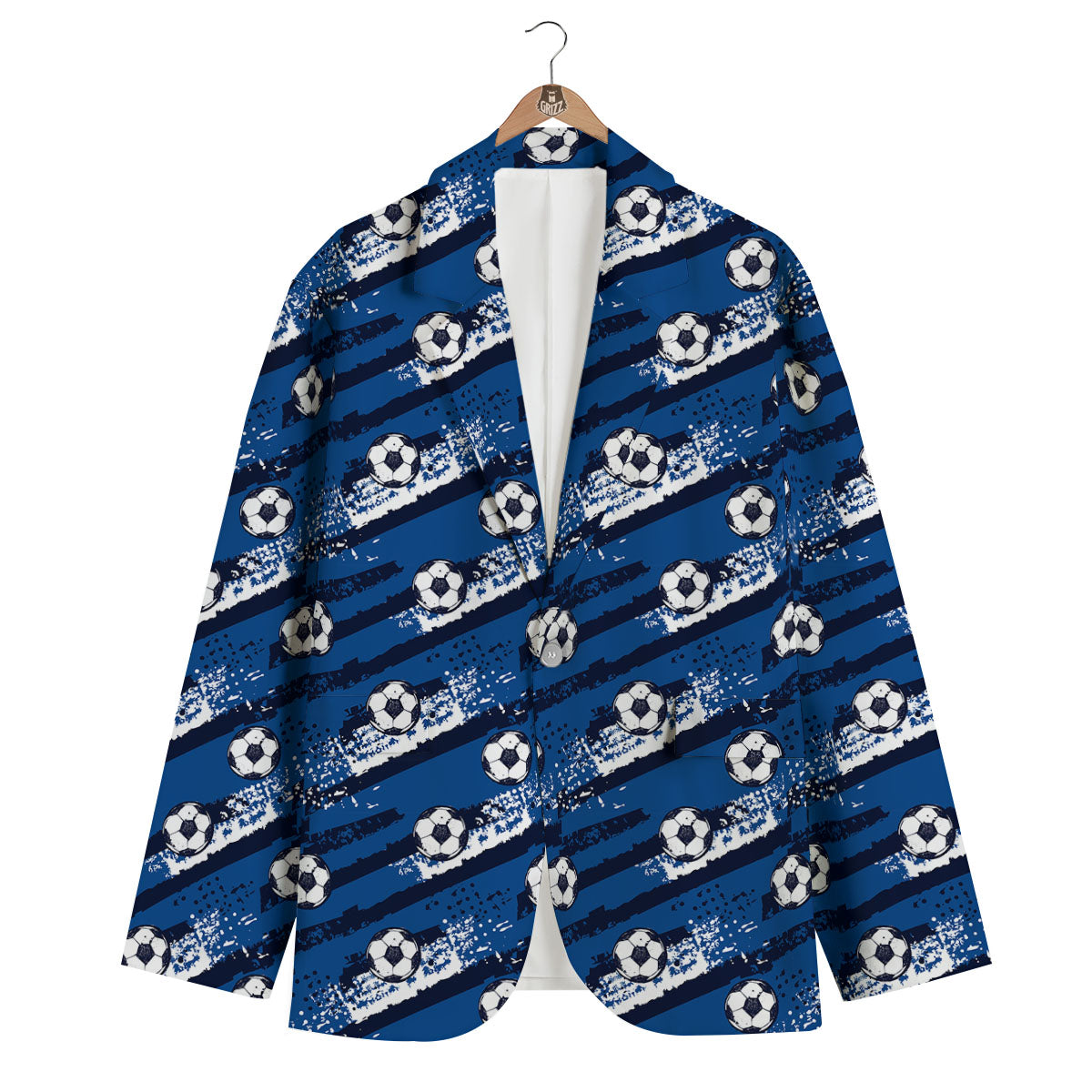 Soccer Ball Blue Print Pattern Men's Blazer-grizzshop