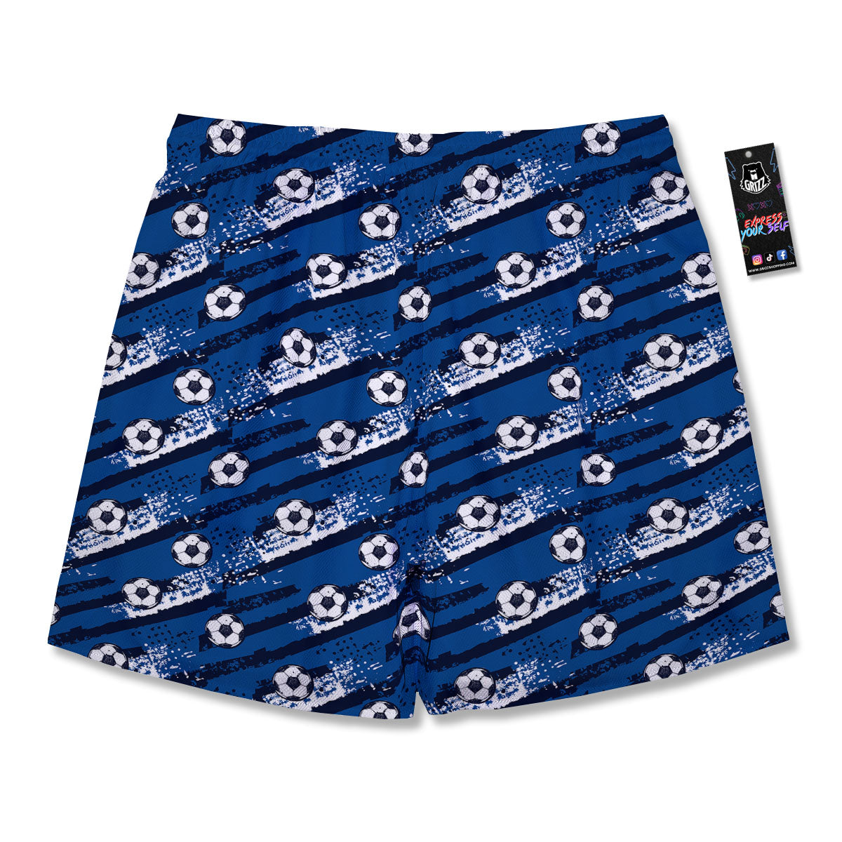 Soccer Ball Blue Print Pattern Men's Running Shorts-grizzshop