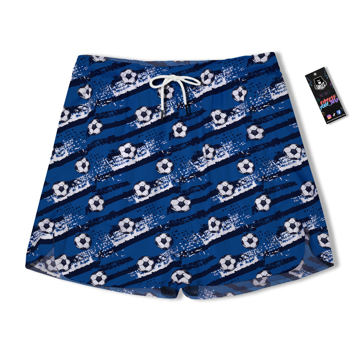Soccer Ball Blue Print Pattern Men's Running Shorts-grizzshop