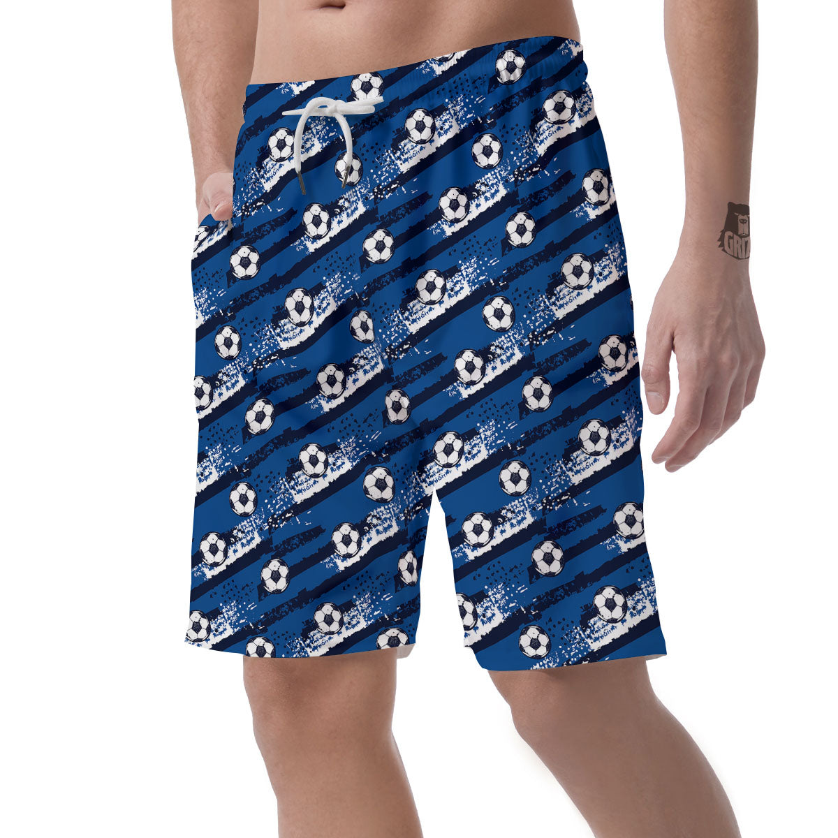 Soccer Ball Blue Print Pattern Men's Shorts-grizzshop