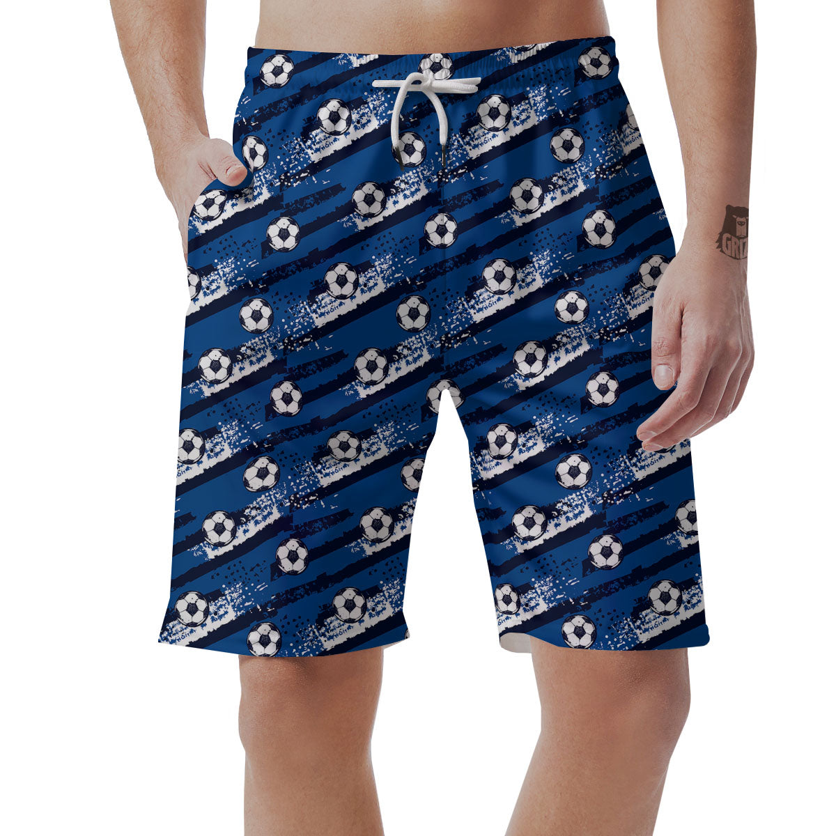 Soccer Ball Blue Print Pattern Men's Shorts-grizzshop