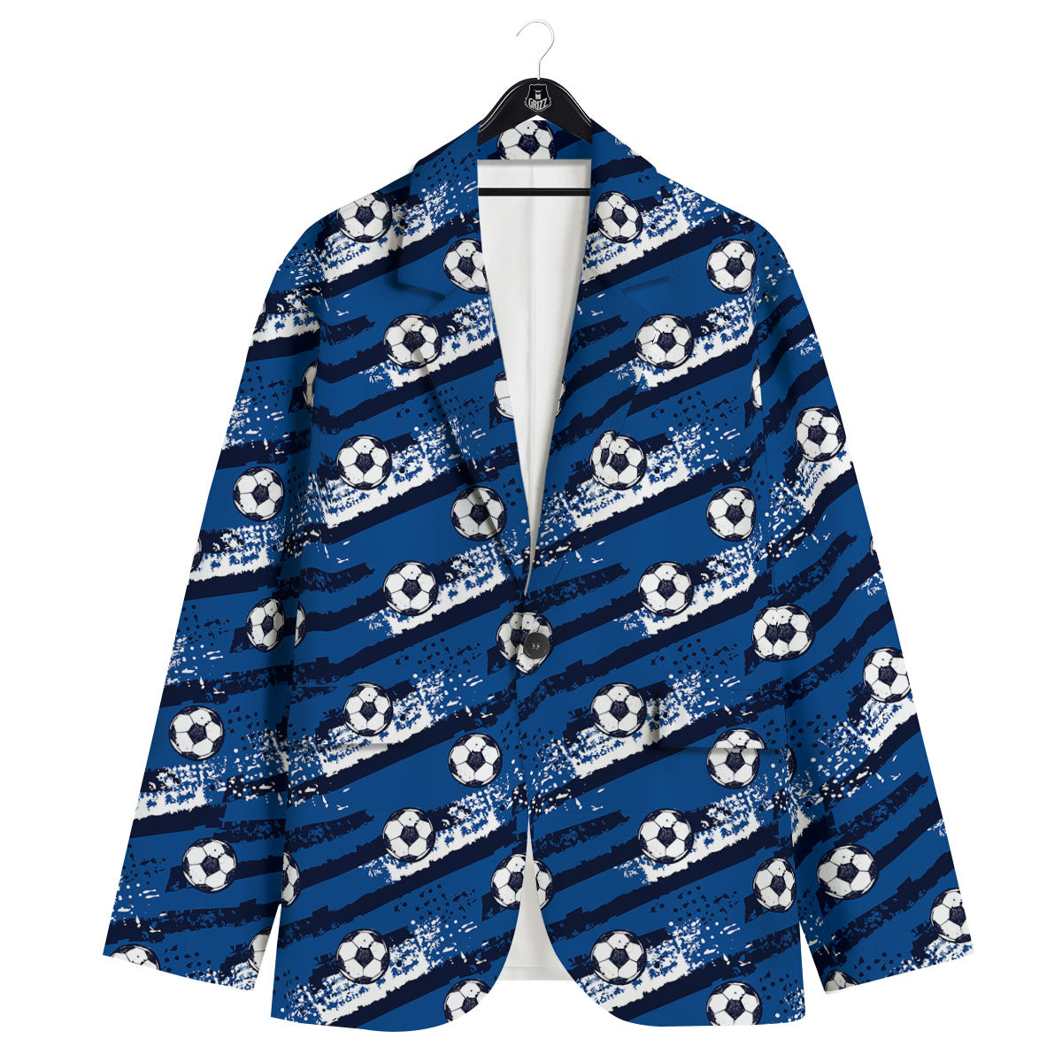Soccer Ball Blue Print Pattern Men's Sport Coat-grizzshop