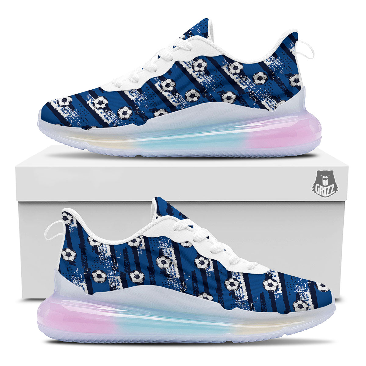 Soccer Ball Blue Print Pattern Running Sneakers-grizzshop