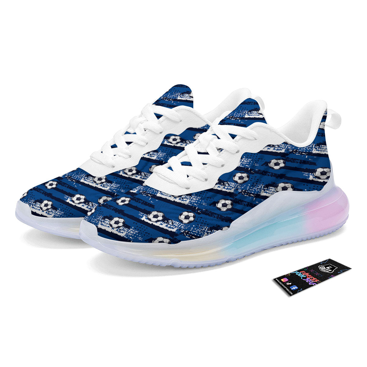 Soccer Ball Blue Print Pattern Running Sneakers-grizzshop