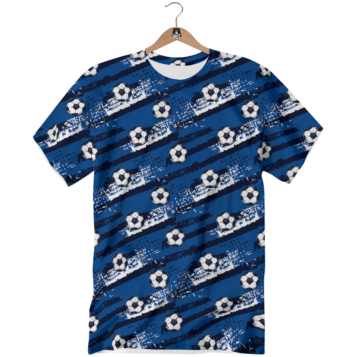 Soccer Ball Blue Print Pattern T-Shirt-grizzshop