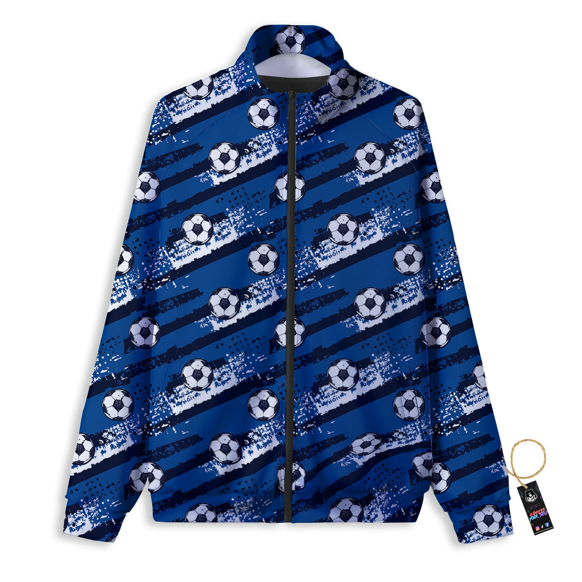Soccer Ball Blue Print Pattern Track Jacket-grizzshop