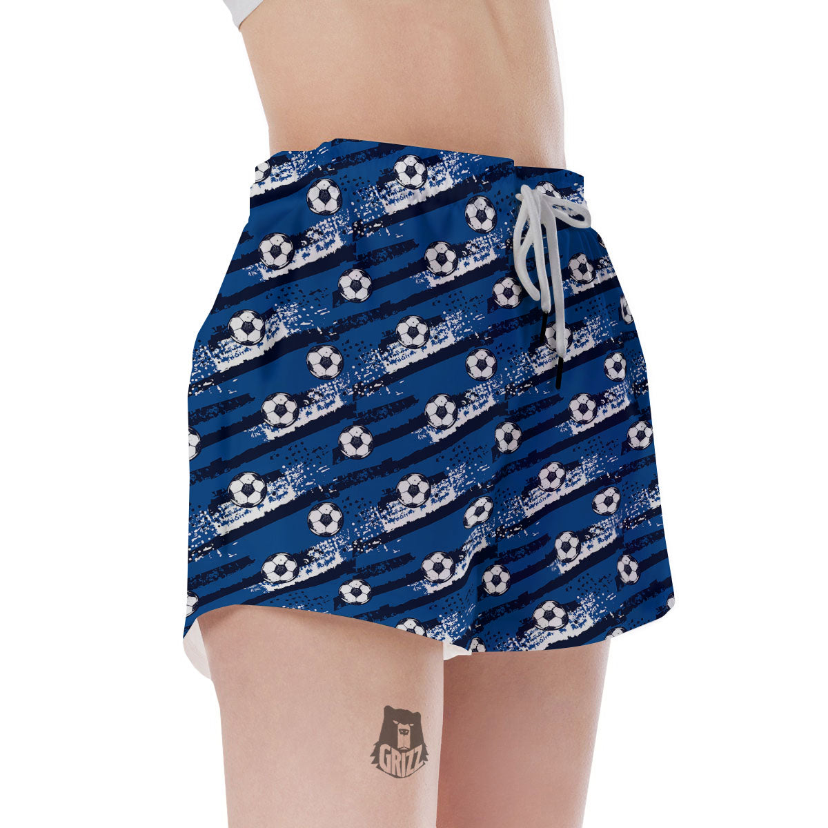 Soccer Ball Blue Print Pattern Women's Shorts-grizzshop