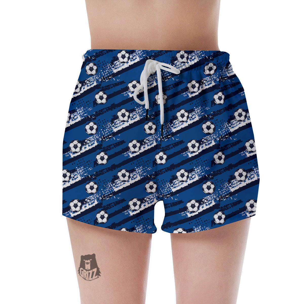 Soccer Ball Blue Print Pattern Women's Shorts-grizzshop