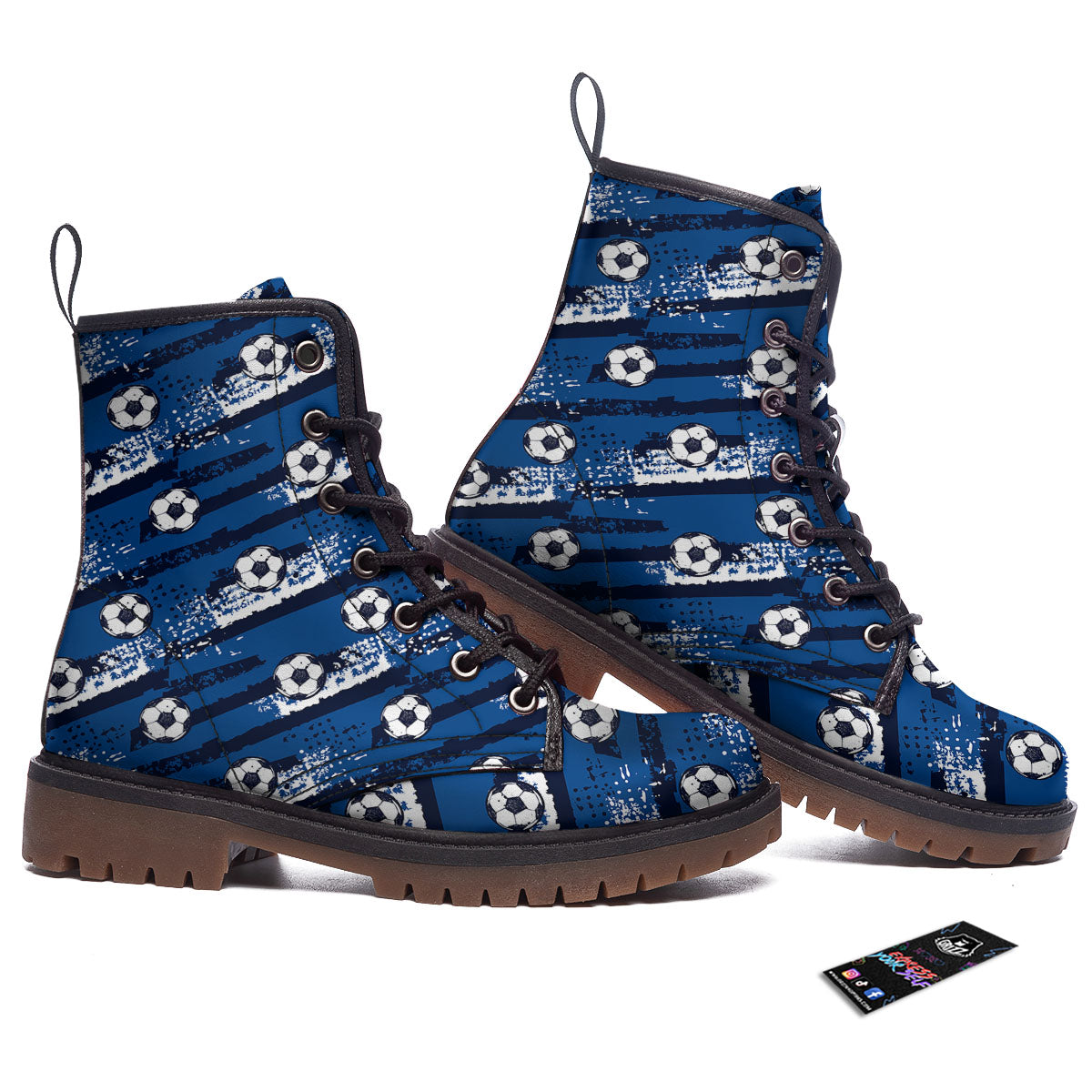 Soccer Ball Blue Print Pattern Work Boots-grizzshop