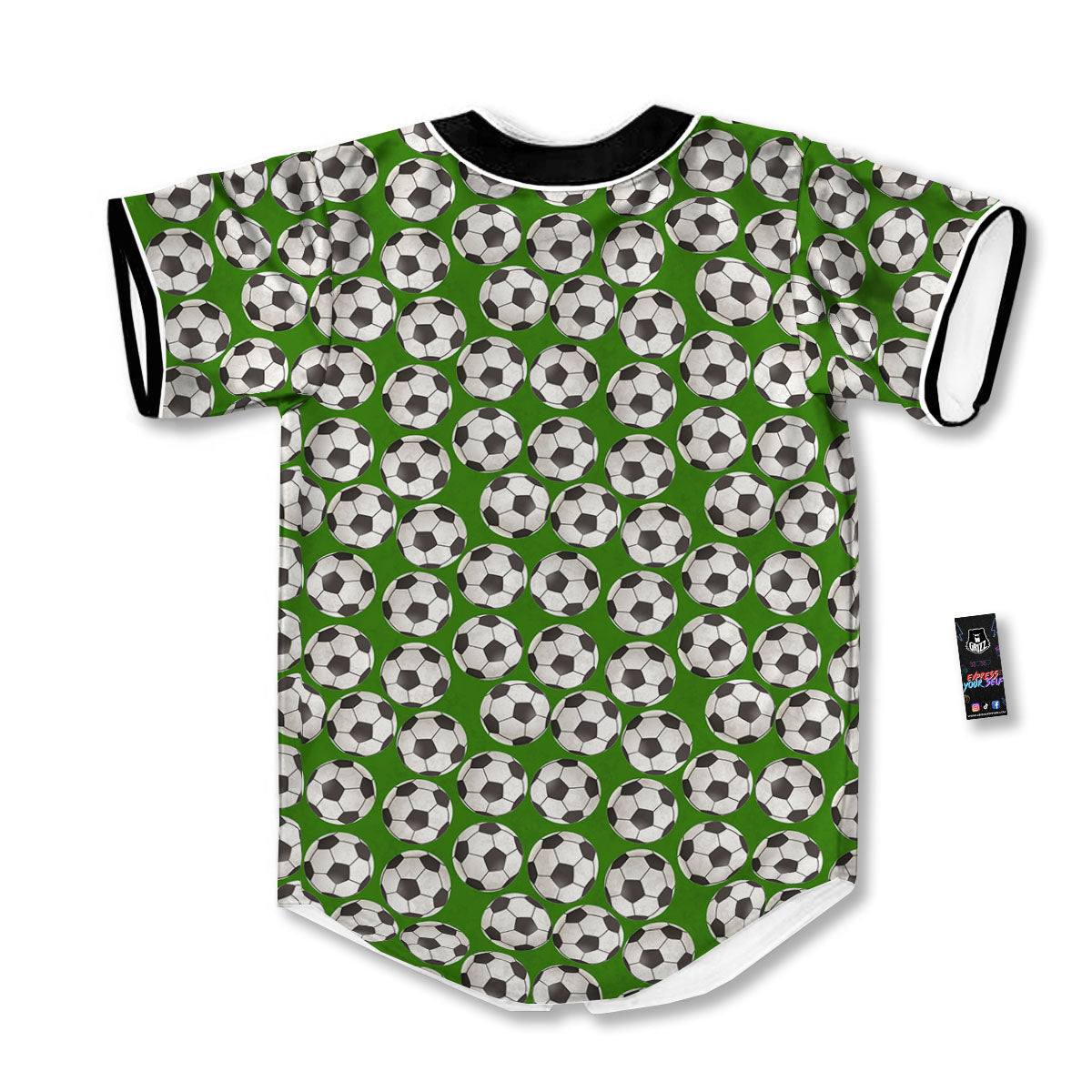 Soccer Ball Green Print Pattern Baseball Jersey-grizzshop