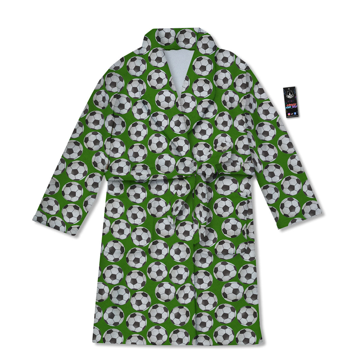 Soccer Ball Green Print Pattern Bathrobe-grizzshop