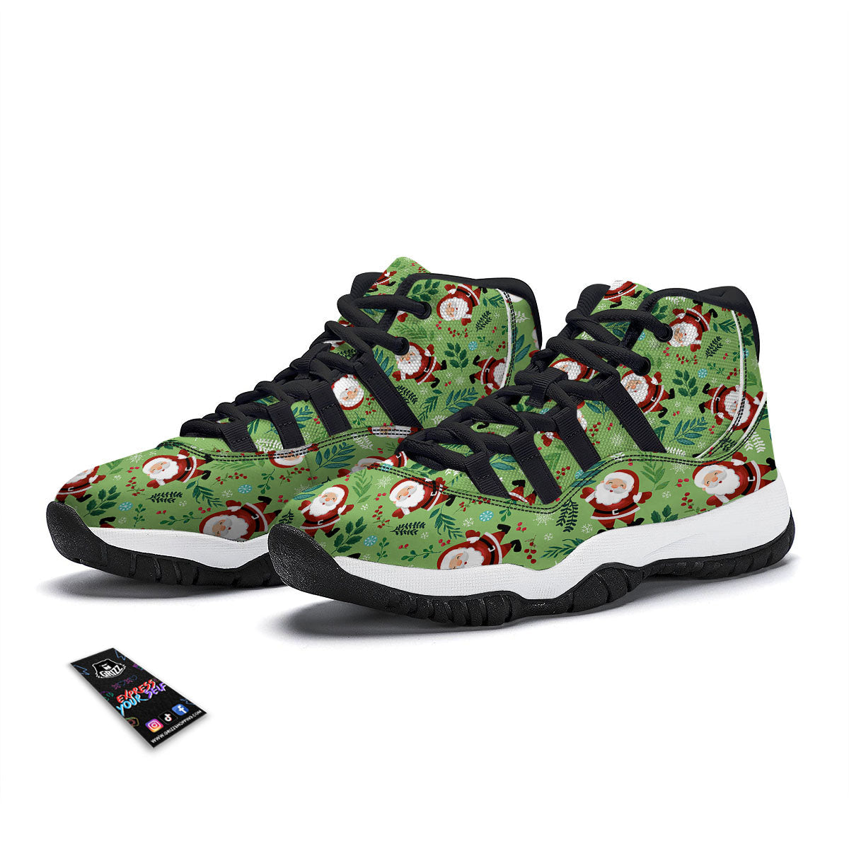 Soccer Ball Green Print Pattern Black Bball Shoes-grizzshop