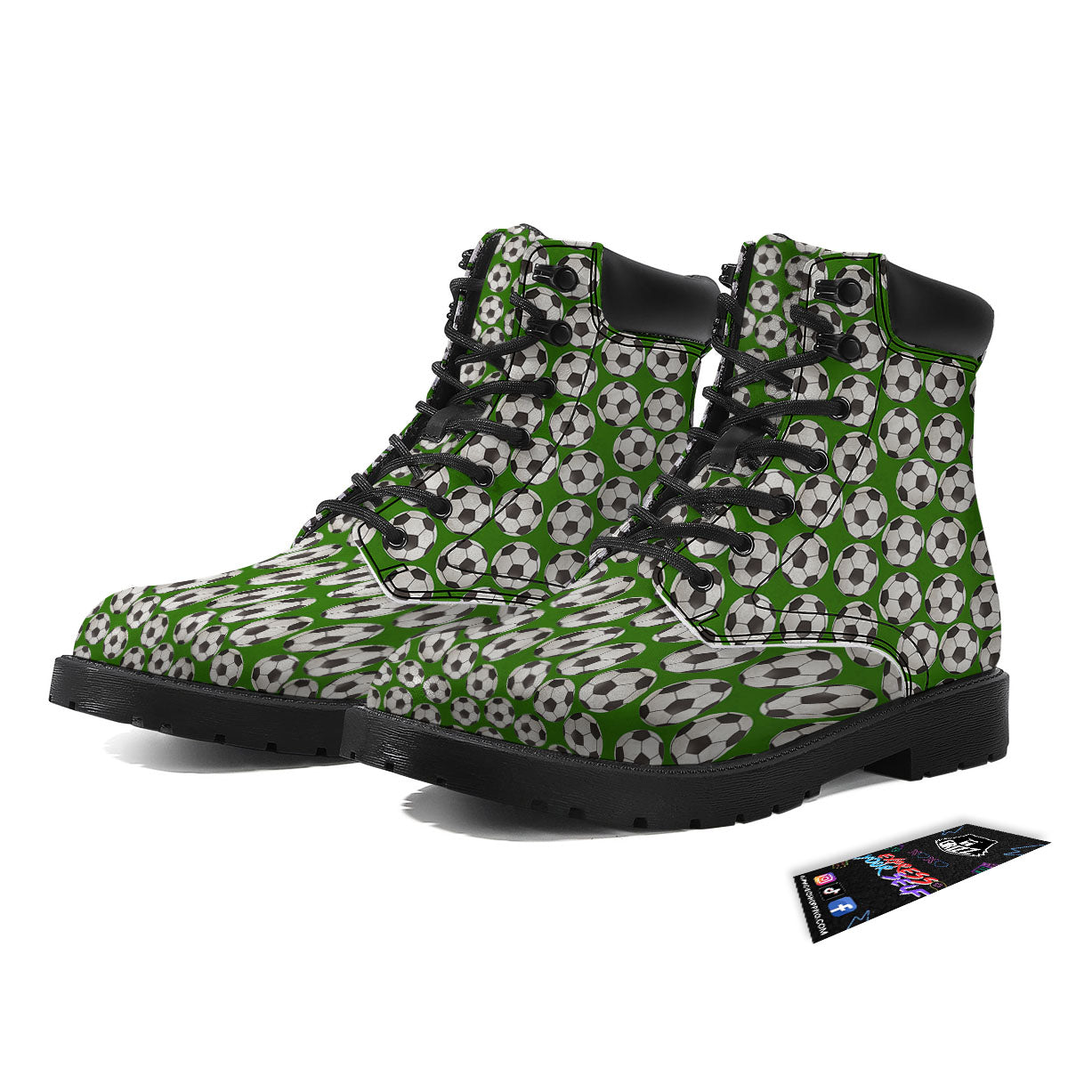 Soccer Ball Green Print Pattern Boots-grizzshop