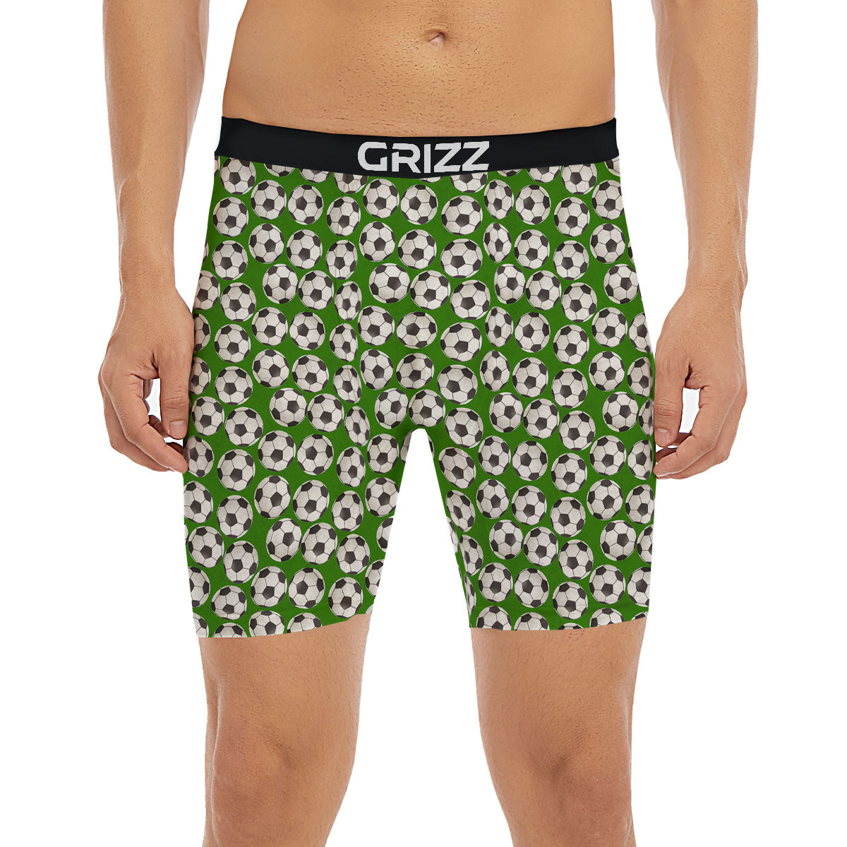 Soccer Ball Green Print Pattern Boxer Briefs-grizzshop