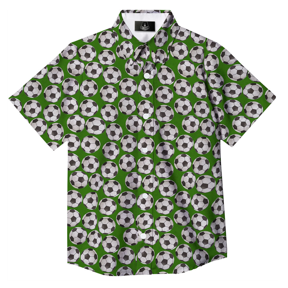 Soccer Ball Green Print Pattern Button Up Shirt-grizzshop