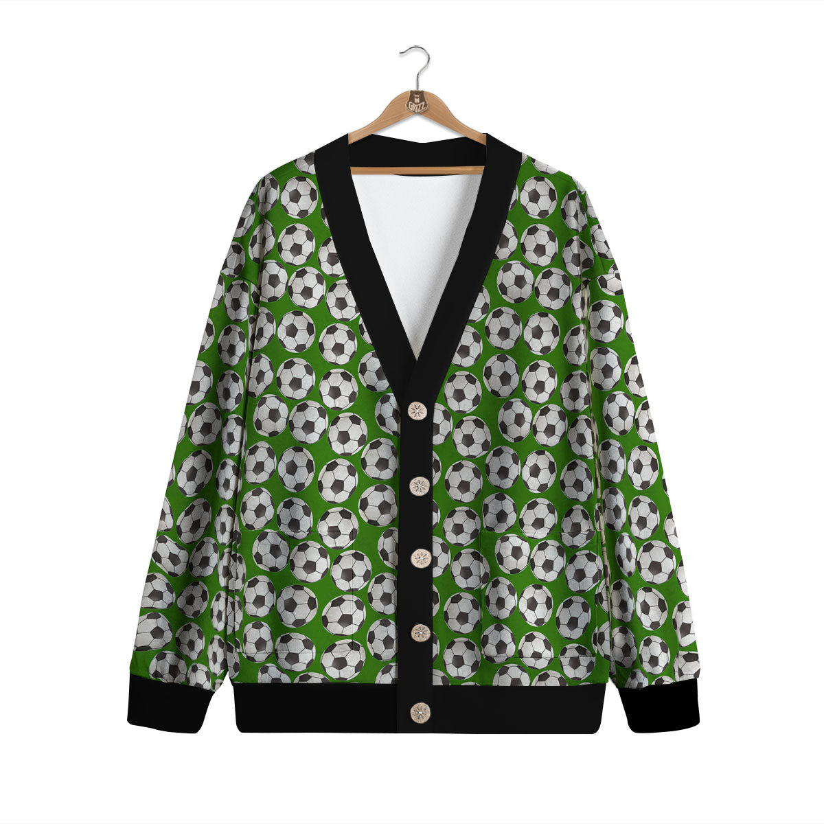 Soccer Ball Green Print Pattern Cardigan-grizzshop