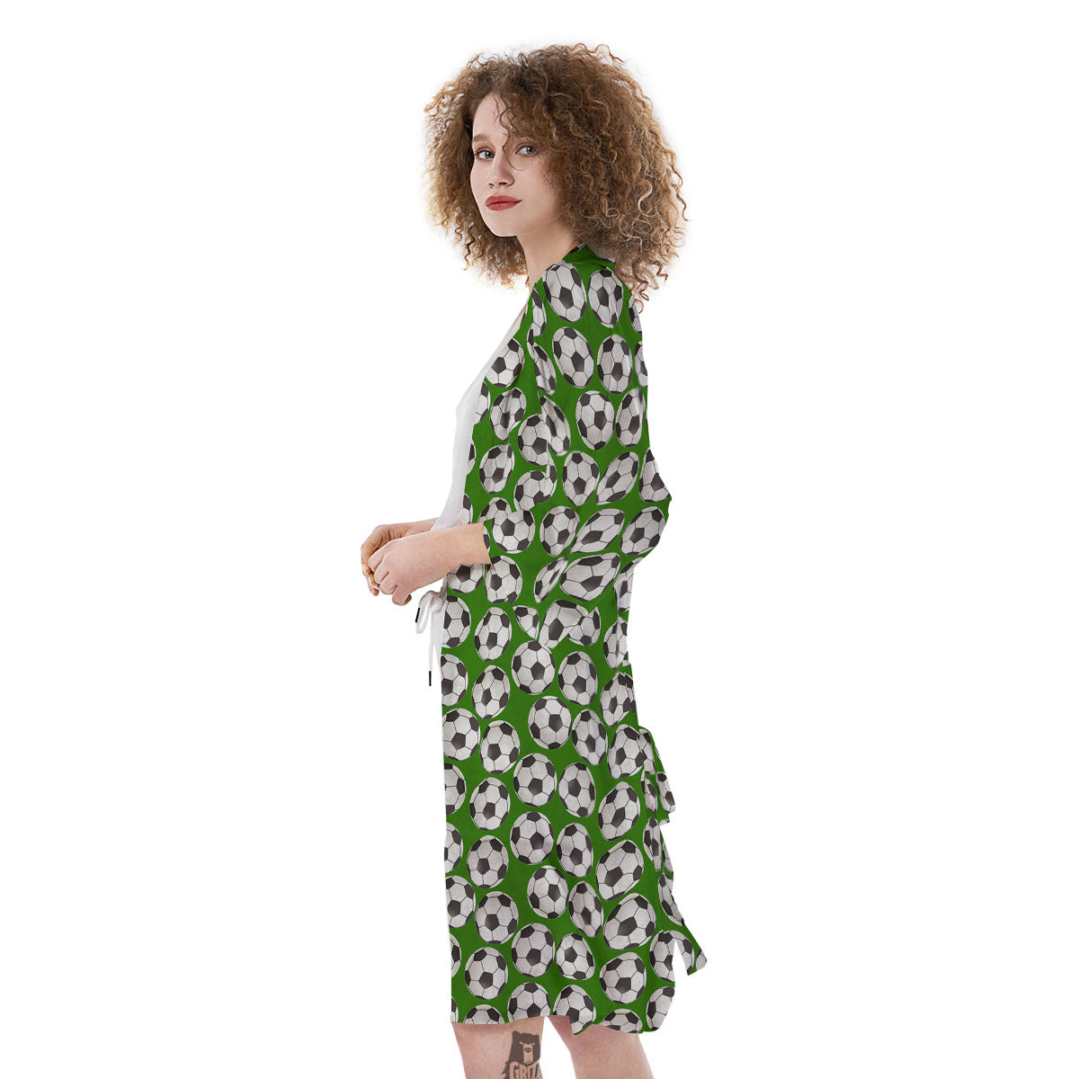Soccer Ball Green Print Pattern Kimono-grizzshop