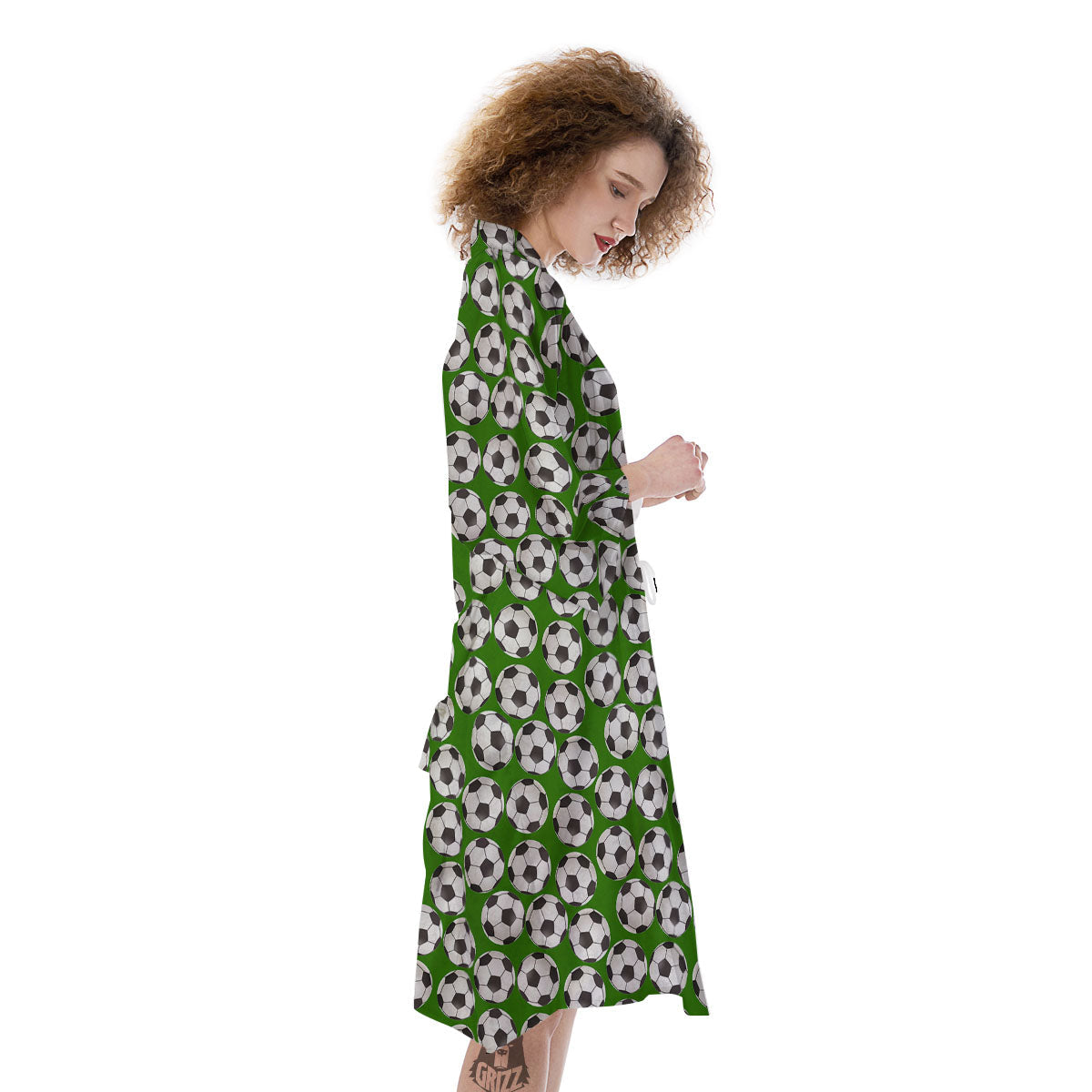 Soccer Ball Green Print Pattern Kimono-grizzshop
