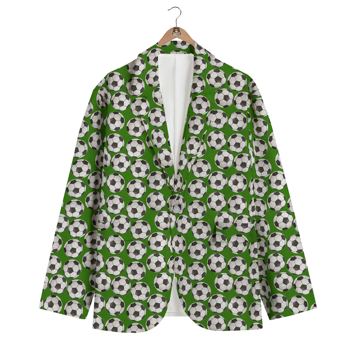 Soccer Ball Green Print Pattern Men's Blazer-grizzshop