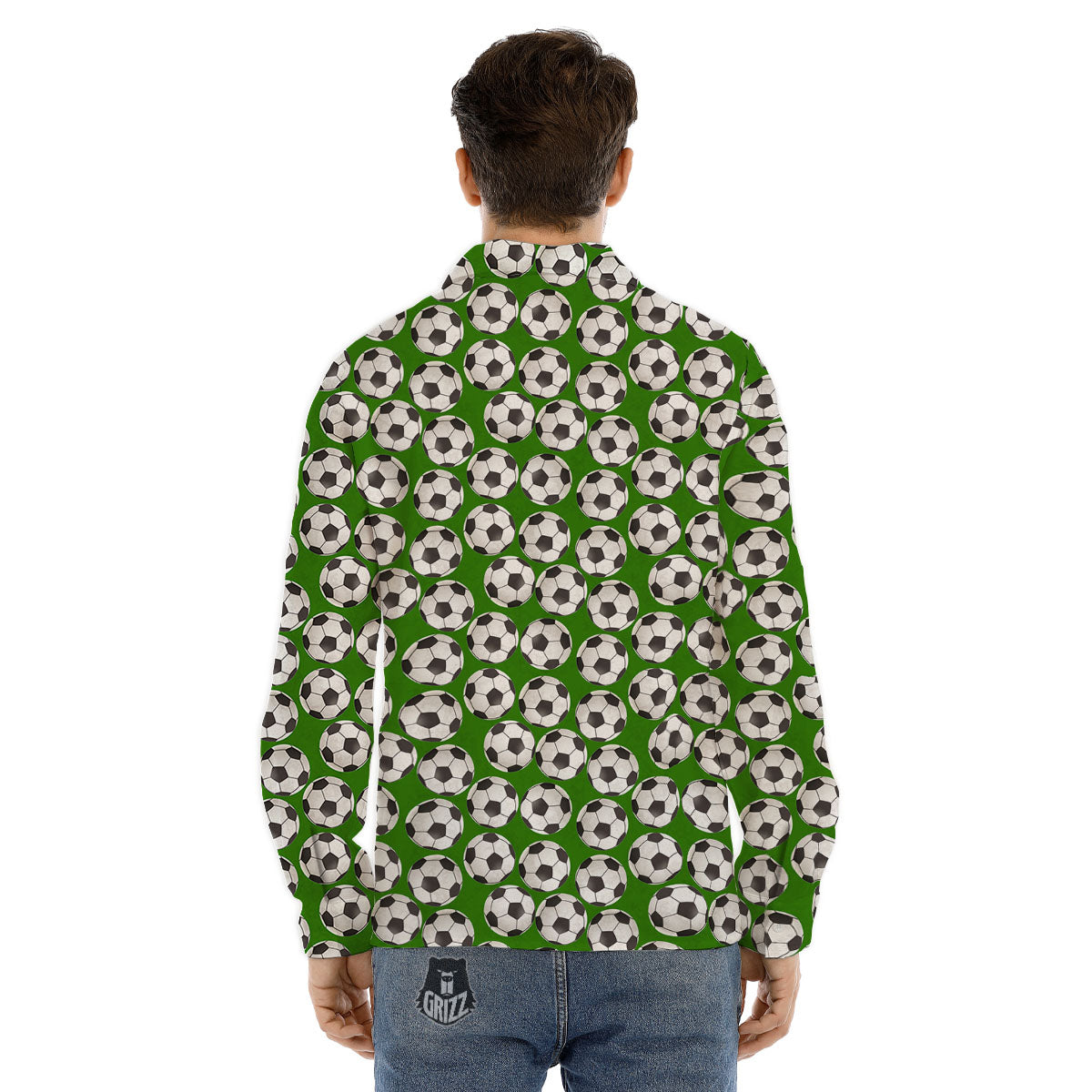 Soccer Ball Green Print Pattern Men's Dress Shirts-grizzshop